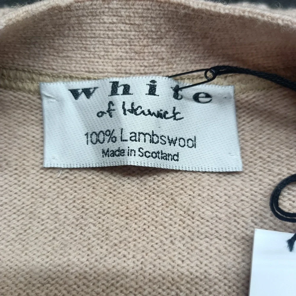 NWT White Of Hawick Men's Size 42 Beige 100% Lambswool 5 Button Vest‎ Scotland